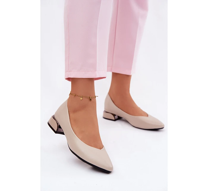 Baleríny Vinceza Béžové na nízkém podpatku