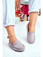 Dámské Semišové Mokasíny Šedé Morreno