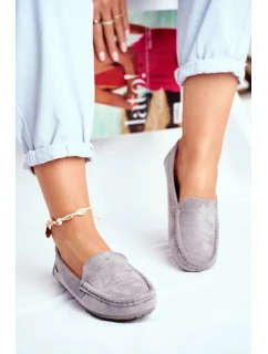Dámské Semišové Mokasíny Šedé Morreno