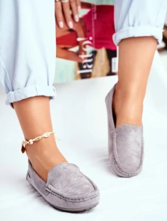 Dámské Semišové Mokasíny Šedé Morreno