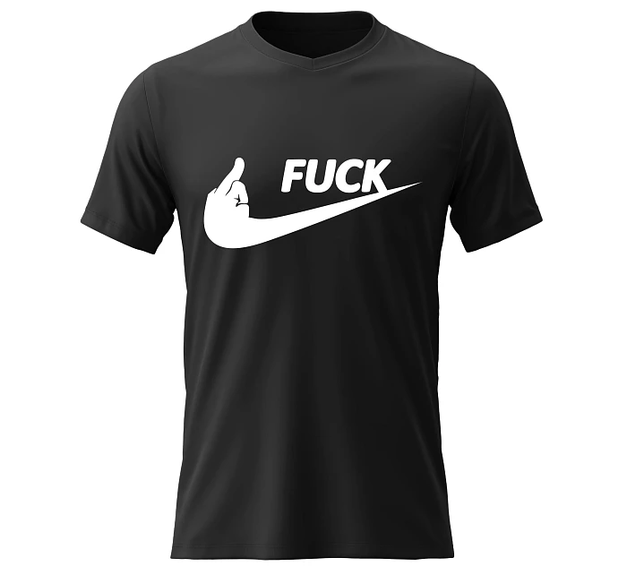 Dámské bavlněné tričko s potiskem - FUCK - černé Dámské bavlněné tričko s potiskem - FUCK - černé