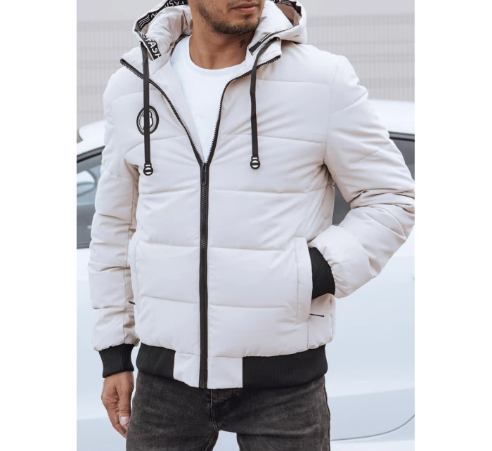 Pánská prošívaná zimní bunda s kapucí bílá FashionStreet TX4843