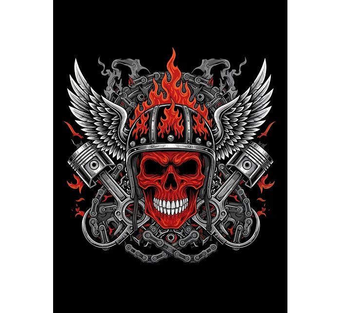 Pánské tričko s potiskem ohnivé lebky NX058R Pánské tričko s potiskem ohnivé lebky NX058R
