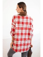 Dámská kostkovaná bavlněná košile s efektem obnošení červená Dámská kostkovaná bavlněná košile s efektem obnošení červená