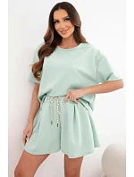 Dámský viskózový máslový komplet s krátkým rukávem a kraťasy s vysokým pasem tmavě mátová Dámský viskózový máslový komplet s krátkým rukávem a kraťasy s vysokým pasem tmavě mátová