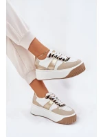 Dámské tenisky na masivní platformě se zvířecím vzorem béžovo-zlaté Telanila