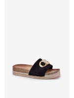 Dámské Pantofle Na Platformě S A Zlatou Dekorací Černé model 21689964 - Boto Dámské Pantofle Na Platformě S A Zlatou Dekorací Černé model 21689964 - Boto