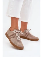 Semišové Nízké Tenisky Dámské Tmavě Béžové model 21703477 - Zazoo