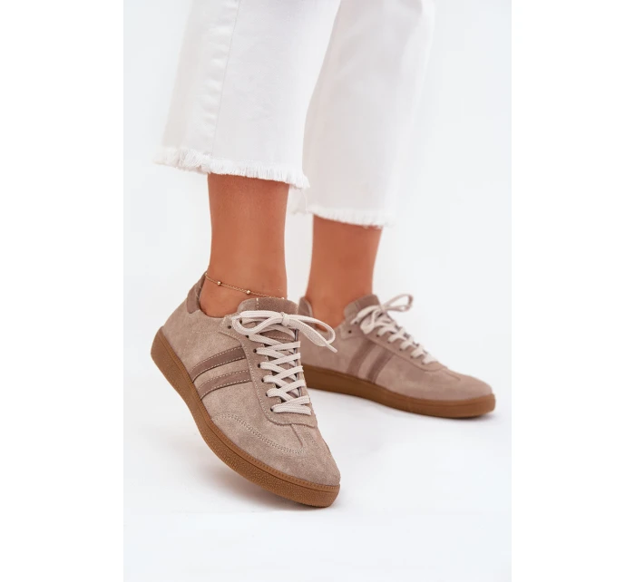 Semišové Nízké Tenisky Dámské Tmavě Béžové model 21703477 - Zazoo