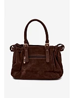 Kožená kabelka z ekologického semiše čokoládová Vessia