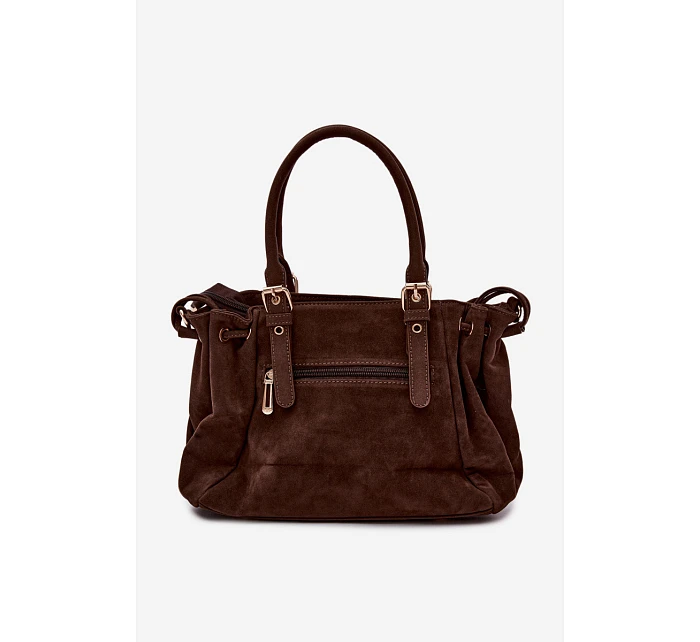 Kožená kabelka z ekologického semiše čokoládová Vessia