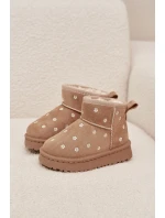 Dětské sněhule zdobené květinami Gracina – béžové Dětské sněhule zdobené květinami Gracina – béžové