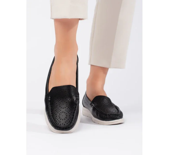 Exkluzívní dámské černé mokasíny bez podpatku Exkluzívní dámské černé mokasíny bez podpatku