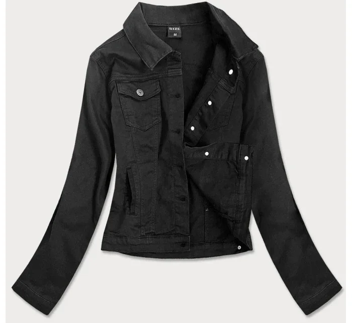 Jednoduchá černá dámská džínová bunda s kapsami (SA40) Jednoduchá černá dámská džínová bunda s kapsami (SA40)