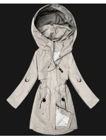 Prosta kurtka damska z podwijanymi rękawami Goodlookin jasny beżowy (B8556-26)