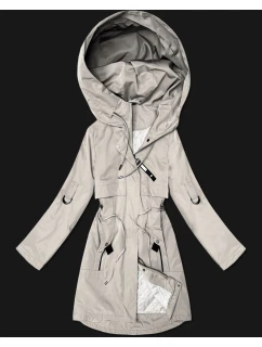 Prosta kurtka damska z podwijanymi rękawami Goodlookin jasny beżowy (B8556-26)