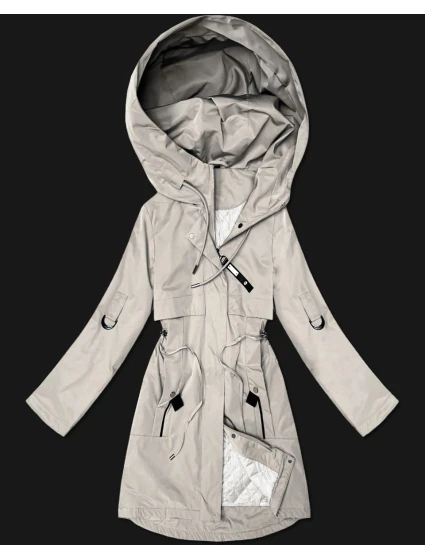 Prosta kurtka damska z podwijanymi rękawami Goodlookin jasny beżowy (B8556-26)