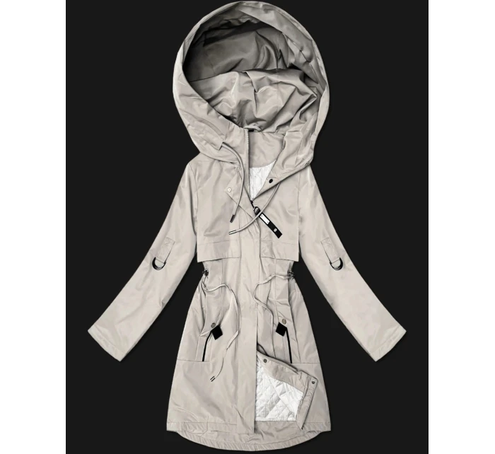 Prosta kurtka damska z podwijanymi rękawami Goodlookin jasny beżowy (B8556-26)