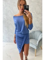 Asymetrické šaty, 3/4 rukávy, džínovina