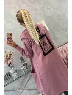 Tmavě růžová bunda oversize s kapucí