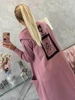 Tmavě růžová bunda oversize s kapucí