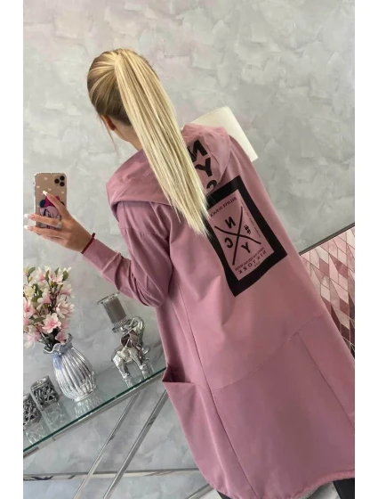 Tmavě růžová bunda oversize s kapucí Tmavě růžová bunda oversize s kapucí