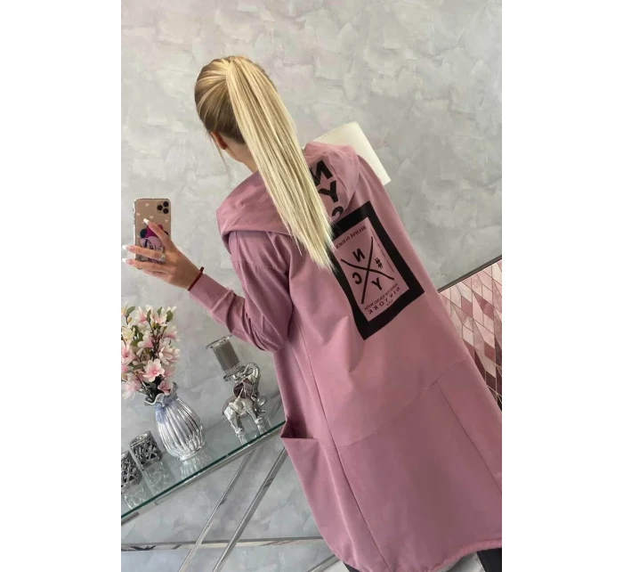 Tmavě růžová bunda oversize s kapucí Tmavě růžová bunda oversize s kapucí