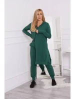 Mikinová souprava s delší stranou tmavě zelená