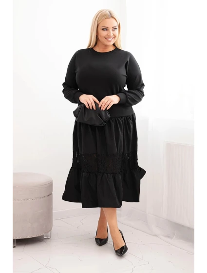 Dámské šaty Plus Size s rozšířeným spodkem černá
