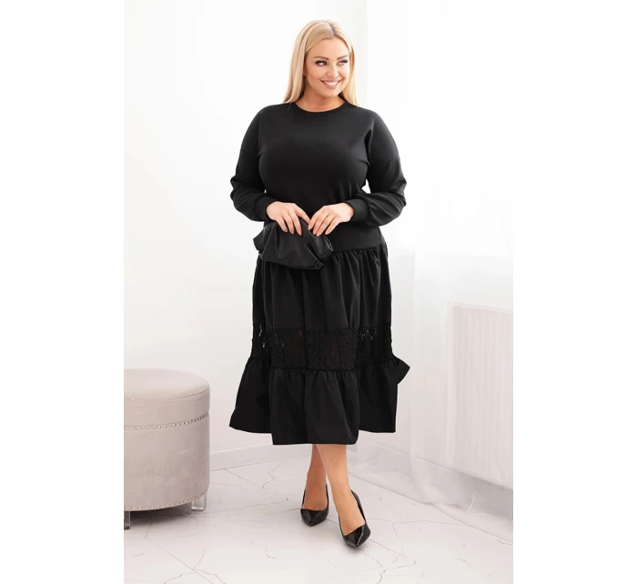 Dámské šaty Plus Size s rozšířeným spodkem černá
