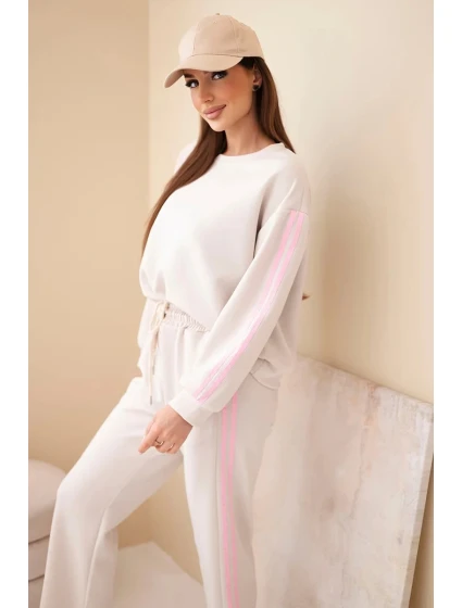 Dámský viskózový komplet v  s lampasy béžový model 22011678 - K-Fashion