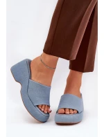 Dámské Pantofle Na Platformě A Klínu Džínové model 21687988 - Boto