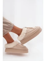 Dámské zimní boty s kožíškem na platformě béžové model 21714853 - Boto Dámské zimní boty s kožíškem na platformě béžové model 21714853 - Boto