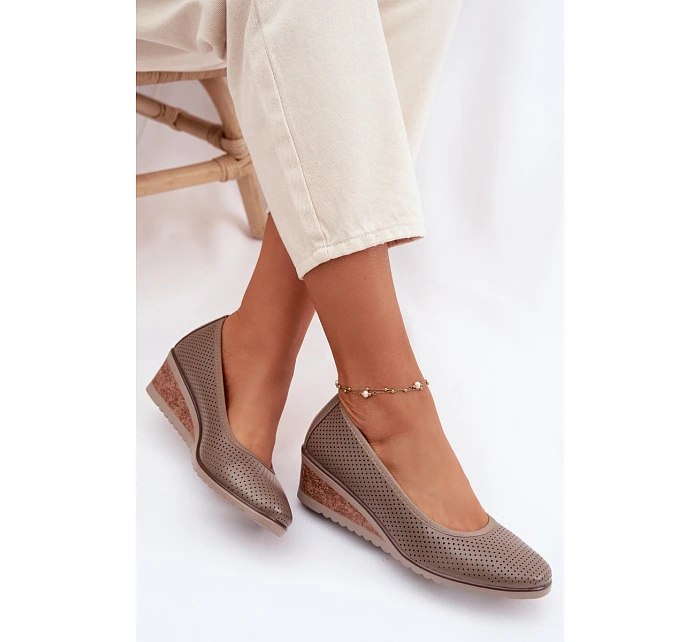 Dámské polobotky na platformě Vinceza 58629 tmavě béžové