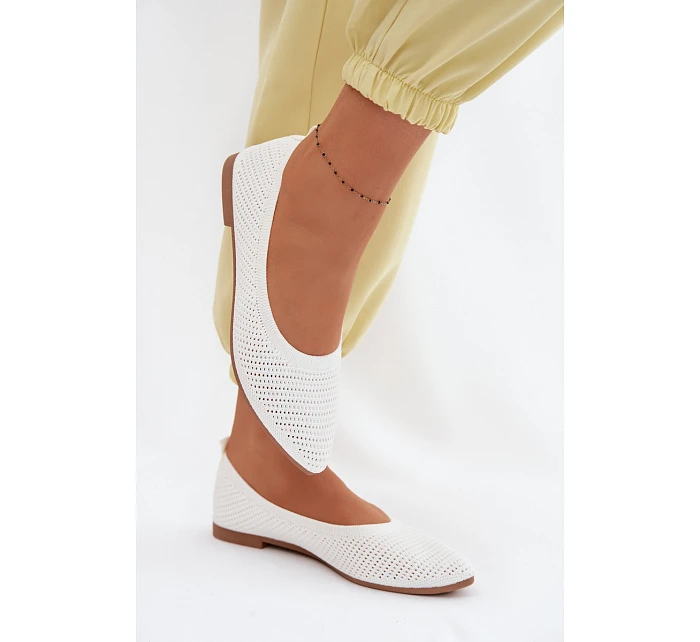 Síťované Materiálové Baleríny Dámské Bílé Sarina Síťované Materiálové Baleríny Dámské Bílé Sarina