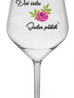 DVĚ SRDCE, JEDEN PŘÍBĚH - čirá nerozbitná sklenice na víno 470 ml