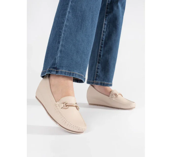 Trendy dámské  mokasíny hnědé na klínku