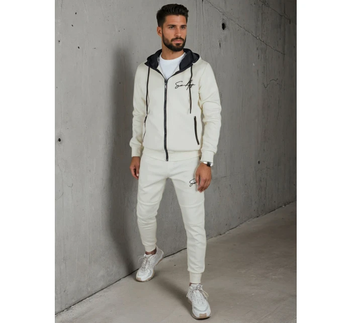 Pánská tepláková souprava v barvě ecru Dstreet model 21990383 - FashionStreet Pánská tepláková souprava v barvě ecru Dstreet model 21990383 - FashionStreet