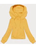 Krátká žlutá tepláková mikina s kapucí model 20086946 - J.STYLE Krátká žlutá tepláková mikina s kapucí model 20086946 - J.STYLE