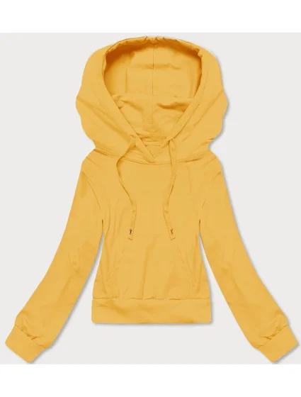 Krátká žlutá tepláková mikina s kapucí model 20086946 - J.STYLE Krátká žlutá tepláková mikina s kapucí model 20086946 - J.STYLE