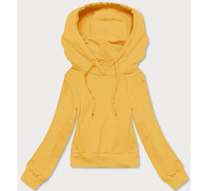Krátká žlutá tepláková mikina s kapucí model 20086946 - J.STYLE Krátká žlutá tepláková mikina s kapucí model 20086946 - J.STYLE