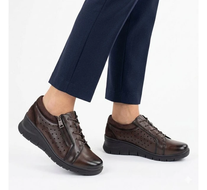 Dámské kožené polobotky na platformovém podpatku hnědé Vinceza 39977 Dámské kožené polobotky na platformovém podpatku hnědé Vinceza 39977