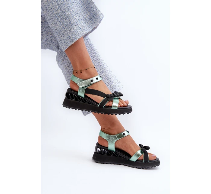 Dámské Sandály S Mašlí D&A CR956 Zelené