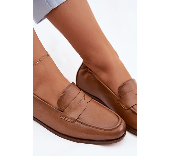 Mokasíny z přírodní kůže model 22074671 Camel - VINCEZA Mokasíny z přírodní kůže model 22074671 Camel - VINCEZA