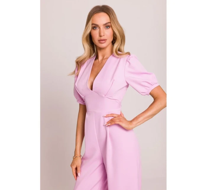 M852 Kombinéza s puff rukávy - cukrově růžová