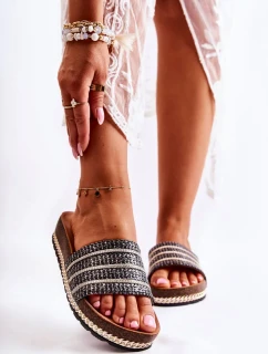 Dámské klasické pantofle s řetízkem Černá Maddy