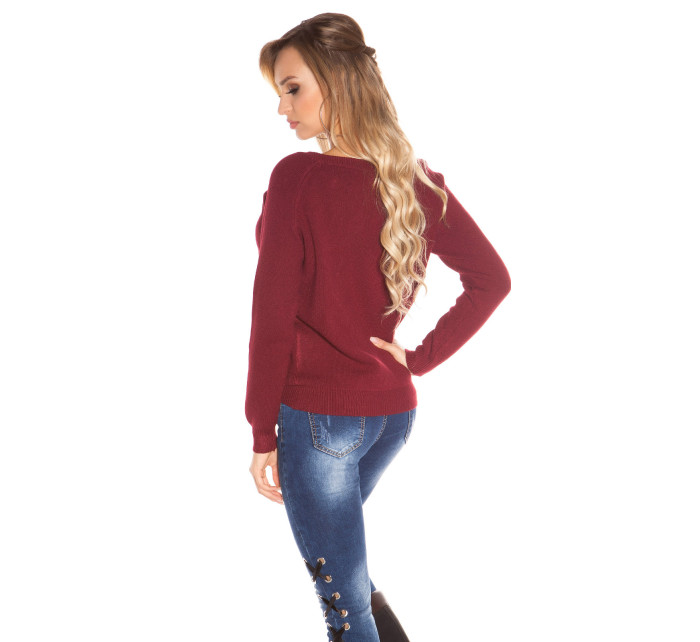 Trendy KouCla Oversize sweater with lacing