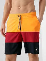 Pánské koupací šortkyH4L21-SKMT004 oranžovo-červeno-černá - 4F