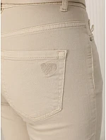 Dámské džíny v střihu „mom fit“ s páskem, béžové, FashionStreet UY3085 Dámské džíny v střihu „mom fit“ s páskem, béžové, FashionStreet UY3085