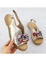 Dámské zlaté sandály s korálky Filippo DS6230